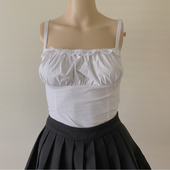 vintage white pinstripe milkmaid top🖤 - Picture 1 of 4